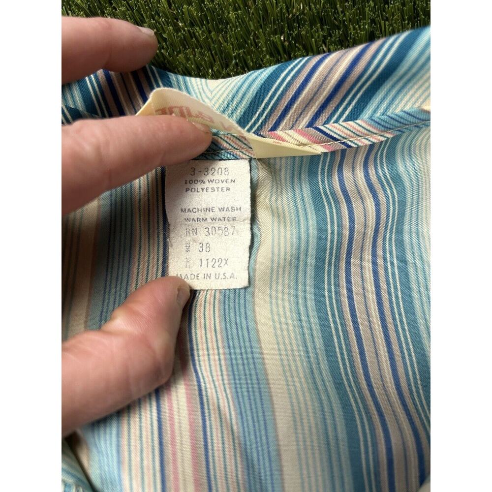 Vintage 1970’s LAURA MAE Striped Long sleeve Polyester Scarf Collar Size 38 - Picture 5 of 11